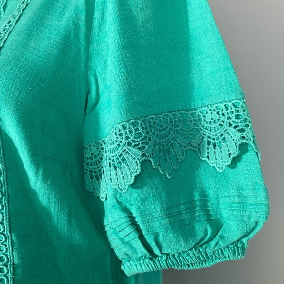 🌸New York & Co Boho Dress Linen Blend with pockets & puff sleeves size small - Picture 9 of 10